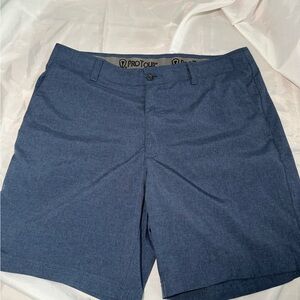 PGA Tour Men's 4-Way Stretch Elastic Band Golf Shorts Deep Navy Heather Blue 34